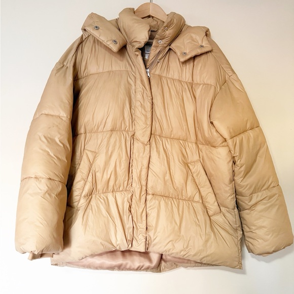 Abercrombie & Fitch Oversized Puffer Jacket Camel Medium - Picture 6 of 10